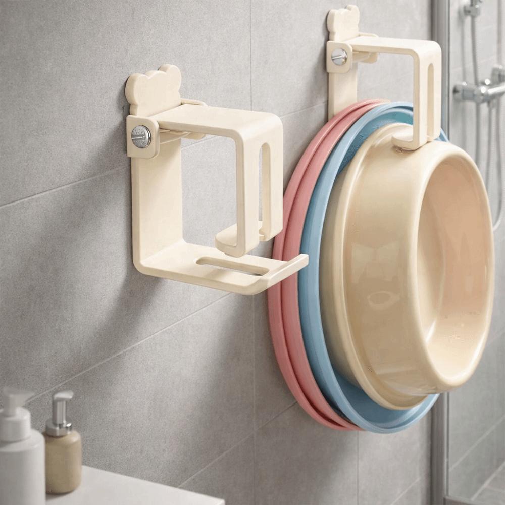 2 Pieces Wall Mounted Basin Storage Rack Punch-Free Wash Basin Holder Washbasin Organizer  Bathroom