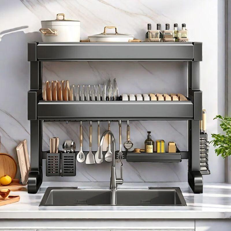 Выдвижная решетка для посуды и органайзер из углеродистой стали над раковиной