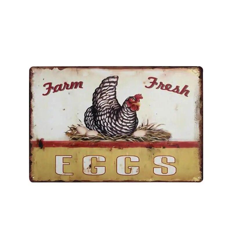 Chicken Plaque Sign Vintage Metal Tin Signs Wall Poster Decals Plate Painting Bar Farm Home Decor Wall Art 30*20 Cm