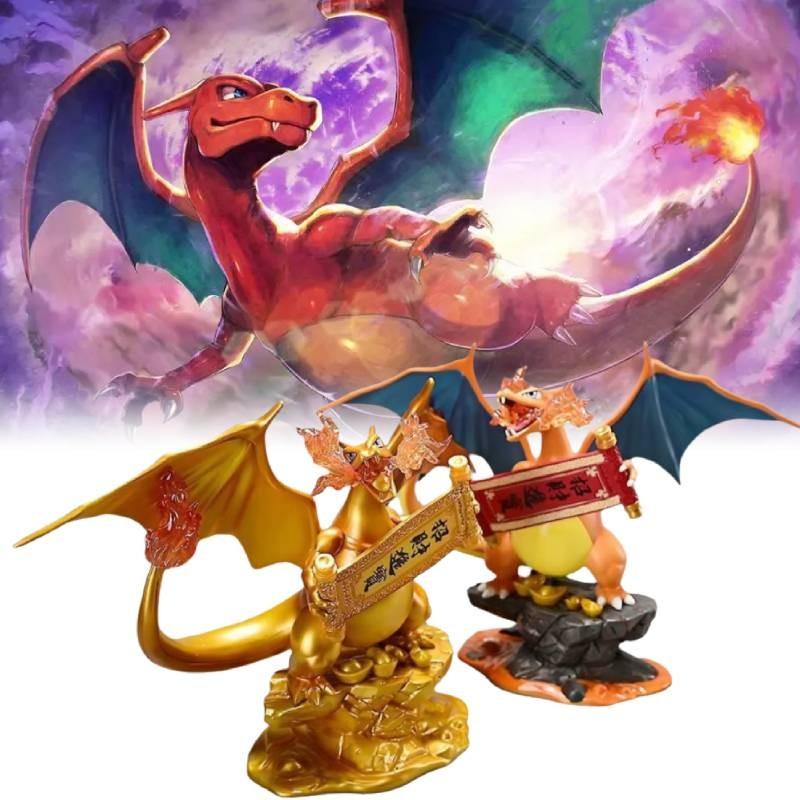 Premium 23cm Charizard Pvc Figure Unique Golden Color Design Eye-catching Home Decor