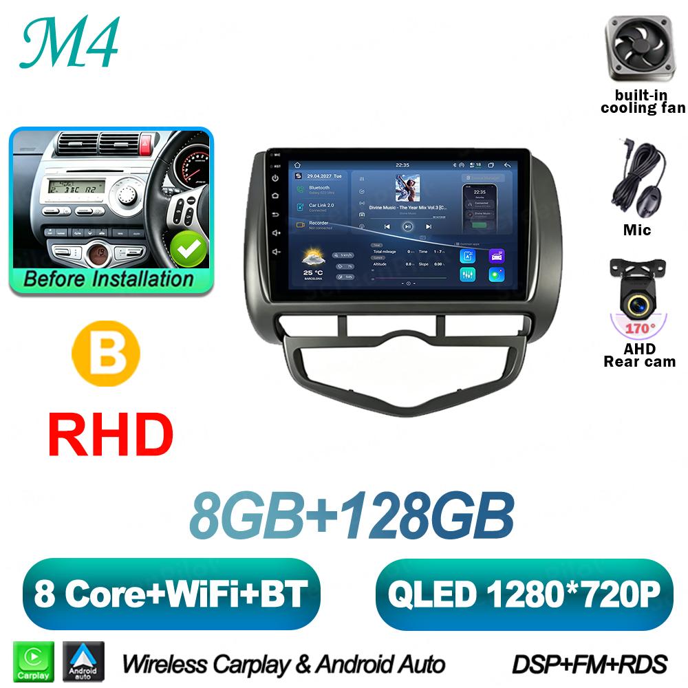 9 Inch Android 16 For HONDA JAZZ City 2002-2007 Car Radio Stereo Head Unit Multimedia Video Player GPS Navigation 2K QLED 8 Core