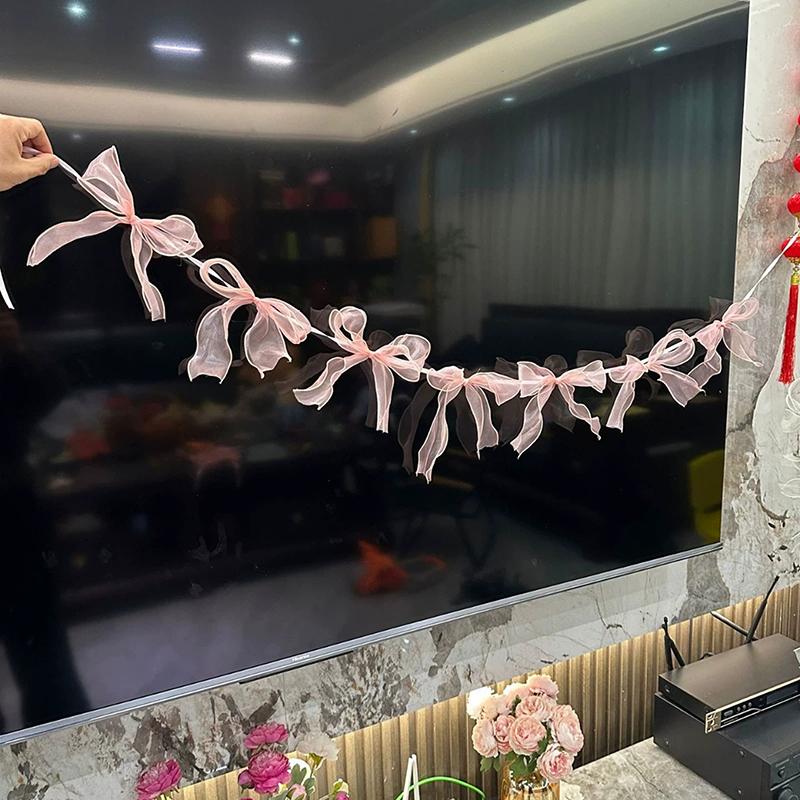 Розовый баннер с бантом, подвесной кулон, гирлянды для девочек, украшение для принцесс на день рождения, вечеринка по случаю рождения ребенка, свадебная вечеринка, фотофон