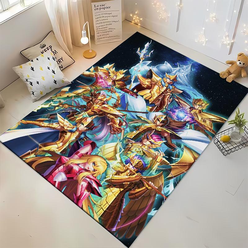 "Golden Armor Warriors Carpet with Vibrant Cosmic Fantasy Design" Suitable for use as an anti-slip for living room bedroom sofas