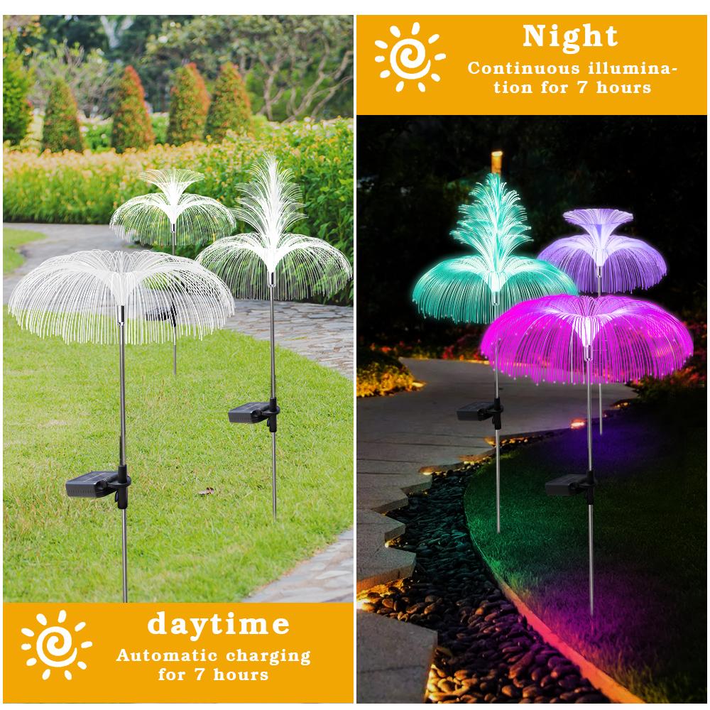Solar Firework Garden Lights Waterproof Solar Jellyfish Lamp Outdoor Decorative Stake Light Patio Walkway Decor Landscape Lamp
