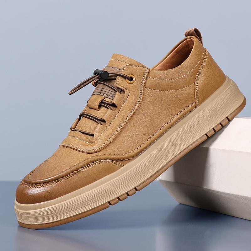 Модный бренд Повседневная прогулка Мужская повседневная обувь Британские кожаные кроссовки Классическая мужская обувь для скейтборда Низкая обувь Весна Новая Шнуровка Оксфорды