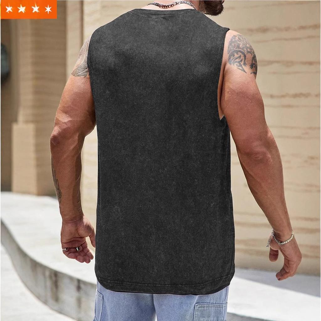 Мужская майка без рукавов с винтажным принтом, летняя майка