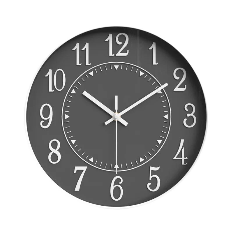 12-дюймовые скандинавские бесшумные настенные часы из экологически чистого материала, бесшумные, не тикают, подходят для столовой, спальни, кабинета