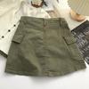 Женская летняя юбка с карманами, уличная одежда, однотонная однотонная повседневная одежда с высокой талией, винтажная женская мини-юбка трапециевидной формы, женская одежда