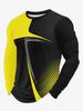 Artistic Ink Brush Print Long Sleeve T-Shirt, Trendy Casual Daily Wear
