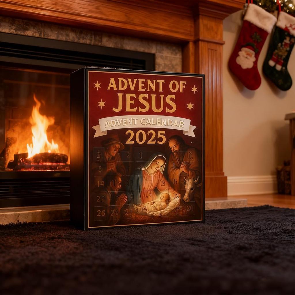 Jesus Advent Calendar 2025, Advent Of Jesus 2025 Advent Calendar with 24 Different 2D Flat Acrylic Jesu Figurines for Christmas Tree Ornaments