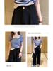 2025 Summer Women's Slim Fit Short Sleeve Striped Ice Silk Knit Top with Square Neck