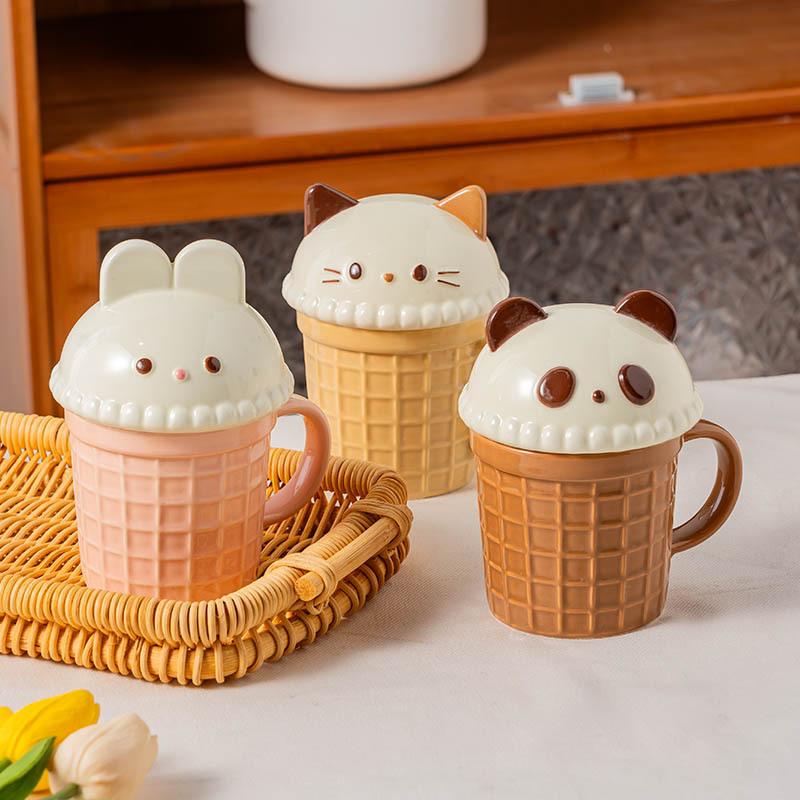 Cartoon Creative Ice Cream Cone Cup Cute Home Girl Water Cup High Value Mug Breakfast Milk Cup