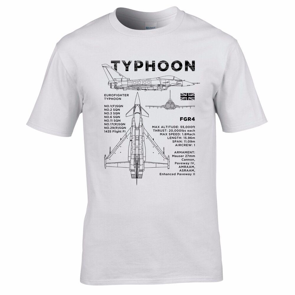 RAF Eurofighter Typhoon Чертеж Футболка 100% Хлопок Круглый Вырез Летняя С Коротким Рукавом Повседневная Мужская Футболка Размер S3XL