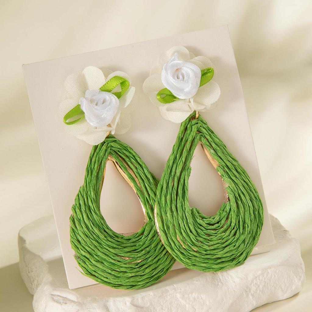 Серьги-подвески из свежей, нежной, красочной травы Лафита в виде плетеного цветка в стиле морского отпуска, универсальные, персонализированные серьги, ювелирные изделия