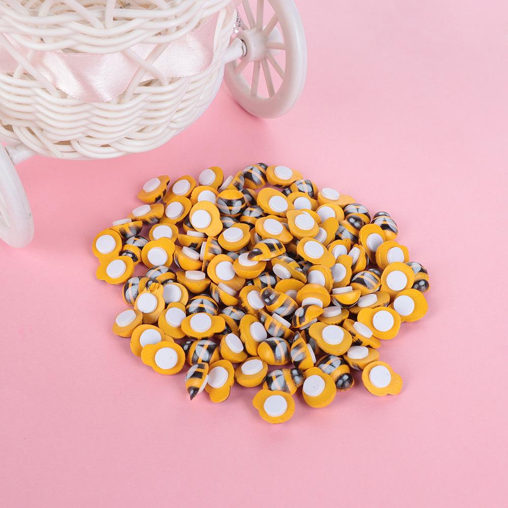 100pcs DIY Mini Baby Toys Self-adhesive Bee Sponge Sticker Wooden Scrapbooking