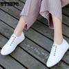 Летние кроссовки, женские туфли на плоской подошве, повседневная обувь, обувь из искусственной кожи с мягкой подошвой, белая