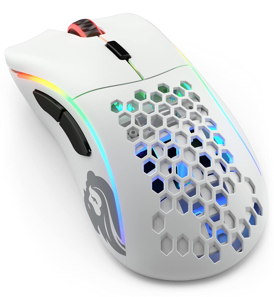 Glorious Model D Wireless Gaming Mouse, White, Ergonomic, RGB, 6 Programmable Buttons, DPI 12, White, Compact, Lightweight, for Gaming (67g)