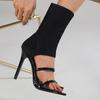 2025 Summer New, Cool, Stretch Cloth Stiletto Open-toed Sandals