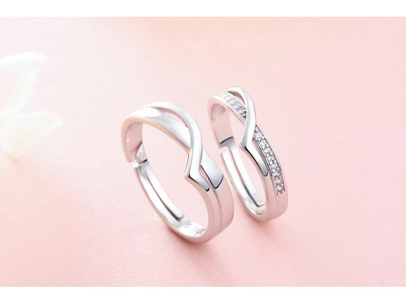 Tonglin S925 Sterling Silver Adjustable Couple Rings - Personalized Wedding Bands for Men & Women.