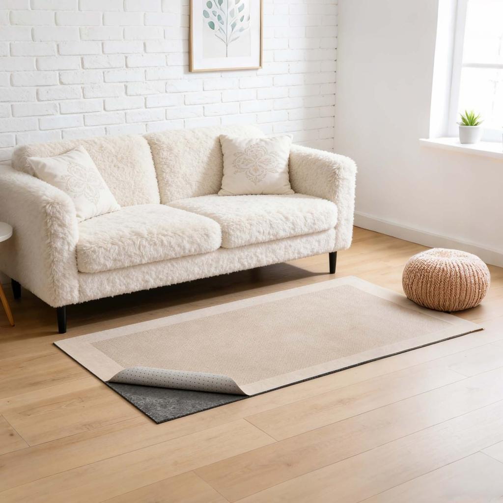 Rug Pad 0.91 x 1.52 m, Non-slip Carpet Area Pad, Rug Mat Padding with Dual Surface Felt Cushion & Rubber Gripper, Hardwood Floor Protection for All