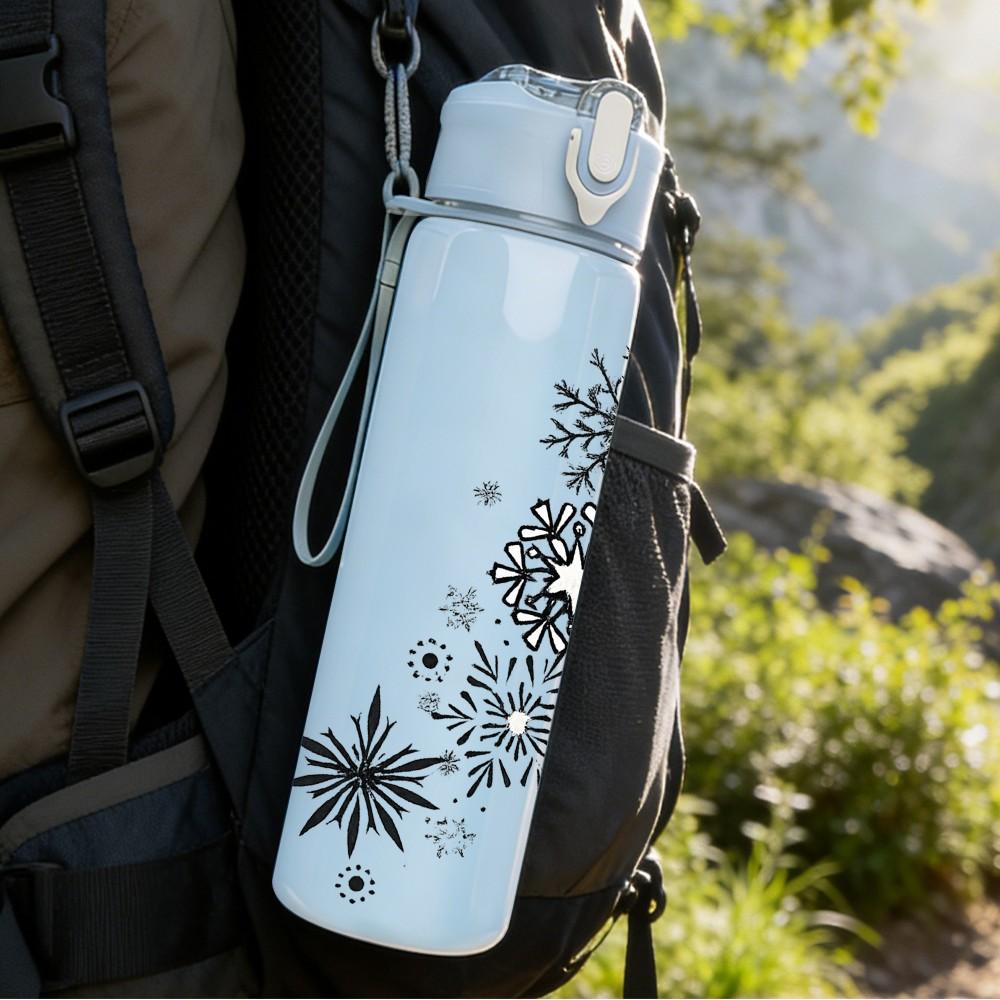1PC Dandelion Wish Spray Art Print 750ml Color Plastic Sports Water Bottle Leakproof Flip Straw Lid Suitable for Sports Office Home Use