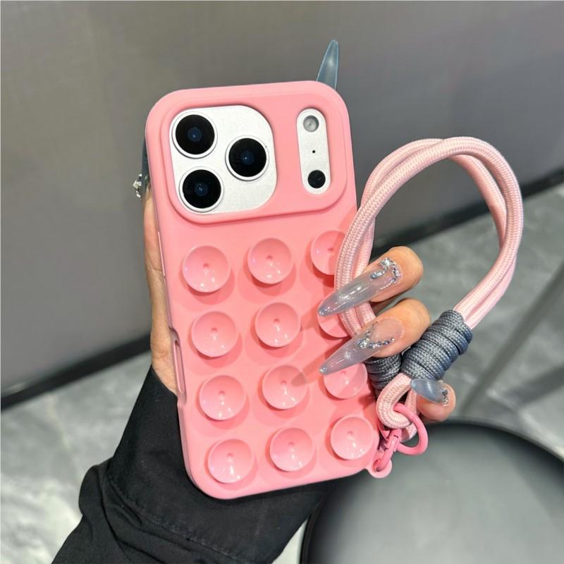 Чехол для телефона с присоской, конфетного цвета, для iPhone 16 17 Air 11 15 14 12 13 Pro Max, противоскользящая силиконовая присоска, ремешок-шнурок, чехол
