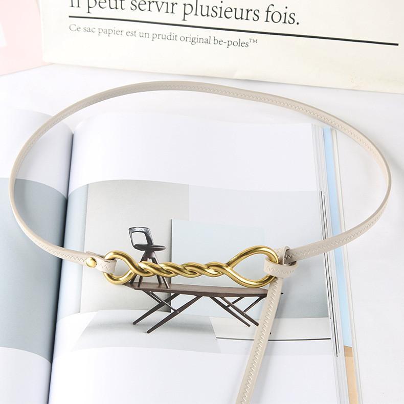 Fashion Gold Twists Knot Decoration Women Thin Belt For Fashion Dress And Summer Outfits