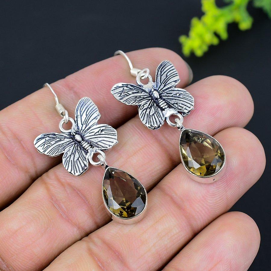 Цитрин Драгоценный камень 925 Стерлинговое серебро Подарок Ювелирное изделие Серьга 1,89"