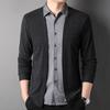 Мужская модная трикотажная рубашка-кардиган весна/осень 2023 года с воротником-стойкой