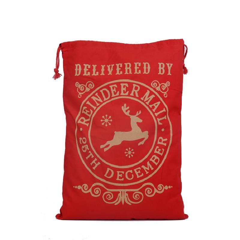 Festive Canvas Gift Bag With Reinforced Drawstring For Holiday Gift Wrap