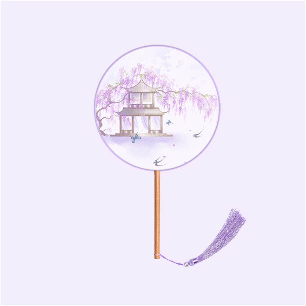 Китайский круглый веер для рук, винтажный печатный шелковый веер, старинный веер для танцев с кисточками, веер для рук, костюм «Чонсам» для свадебной вечеринки, аксессуары