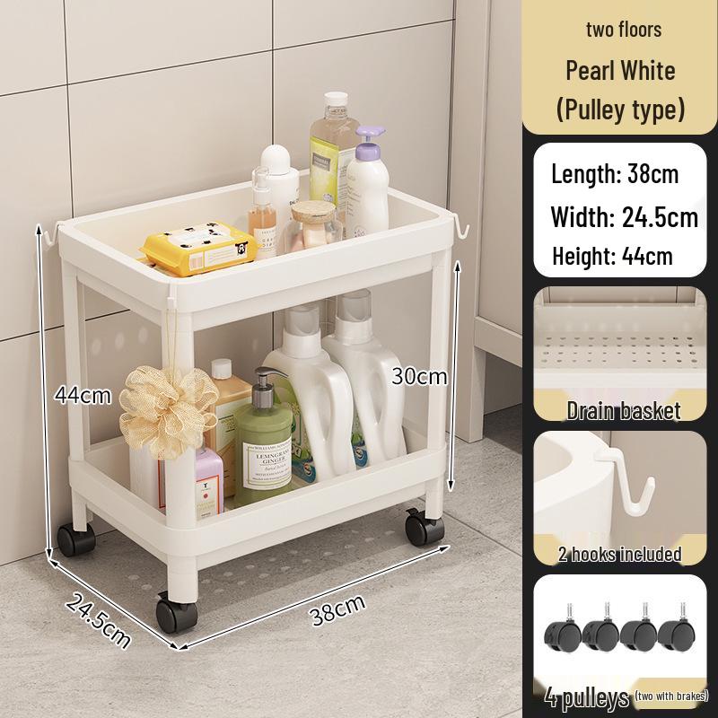 Напольная многоуровневая тележка для хранения косметики и закусок в ванной комнате