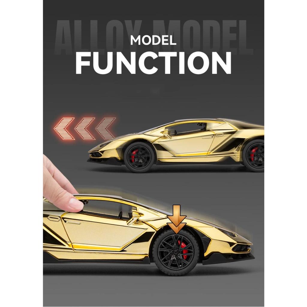 1/24 Lamborghini LP770-4 Alloy Electroplated Sports Car Model Diecasts Metal Racing Super Car Vehicles Model Sound Light Kids Toy Gift