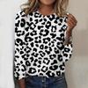 Весенне-осенний топ с круглым вырезом и 3D-принтом леопарда, модные повседневные классические женские футболки с длинным рукавом