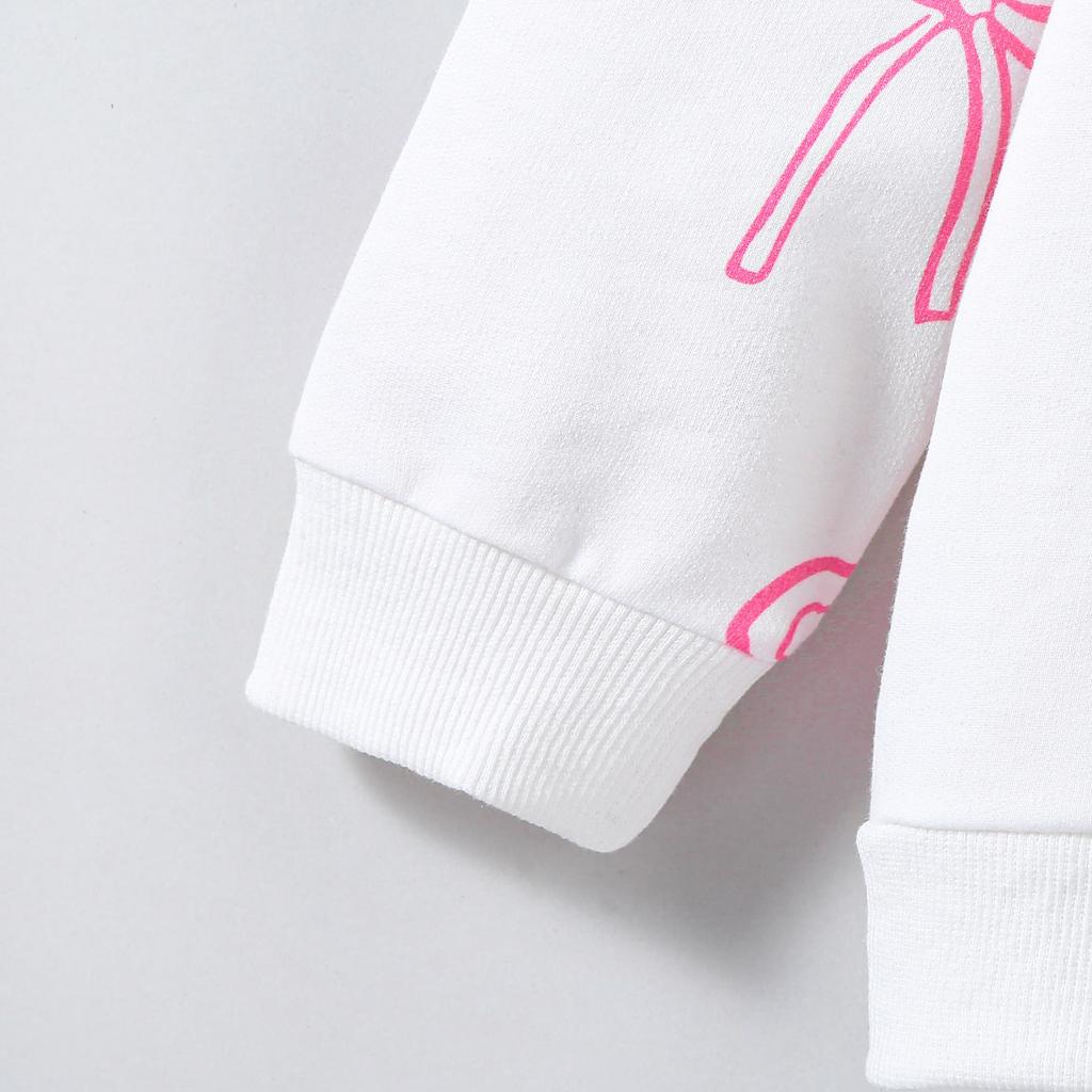 Толстовка для детей 2-7 лет, девочка, круглый вырез, милый бант, принт, длинные рукава, рубашки