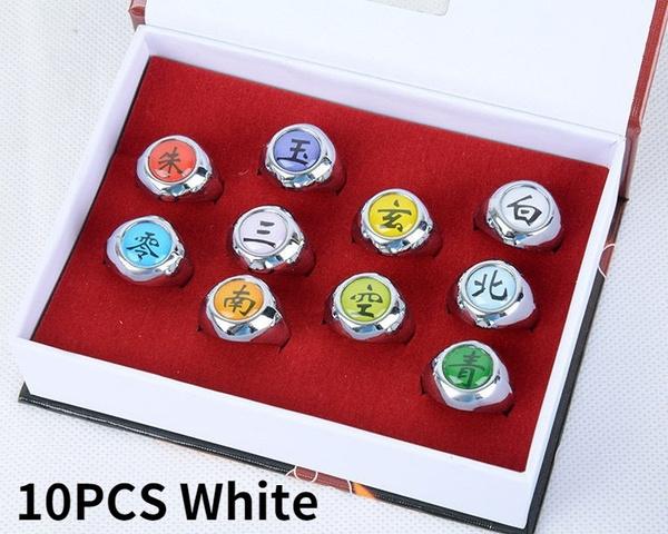 10 шт. с коробкой Наруто костюм кольцо Шаринган Акацуки косплей полный комплект участника Сасори Итачи Хидан Дейдара комплект колец аксессуары для костюмов для детей Gif