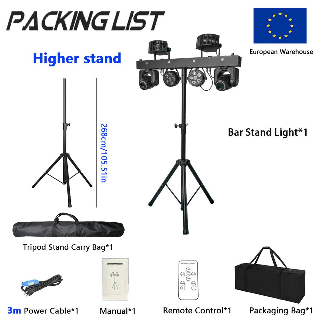 Portable Gig Bar 2x30W RGBW butterfly Strobe Par Moving Head Removable bar Light Disco Dj Party Stage Light With T bar Stand