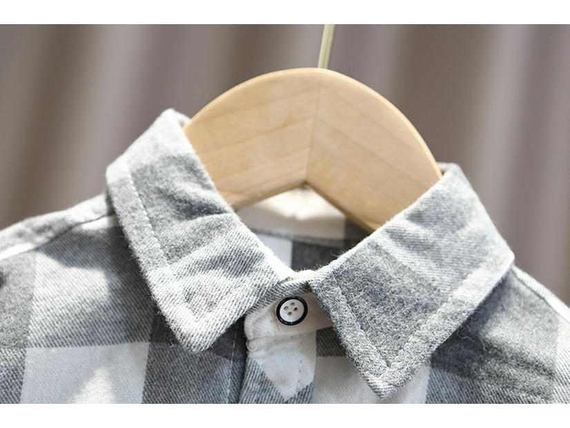 Рубашка в клетку с длинным рукавом для мальчиков — повседневный топ для младенцев и малышей на весну и осень 2023 г.