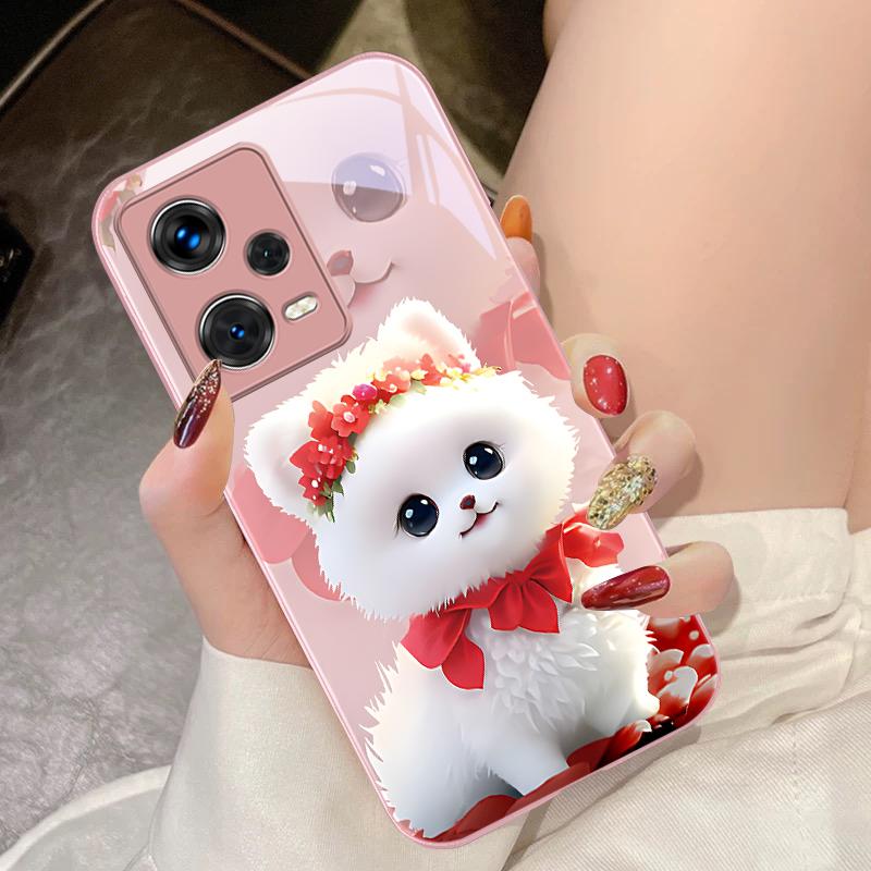 Милая маленькая собачка зеленая для Xiaomi 14 Ultra 13 Lite Redmi Note 13 11 Pro 12 Plus Poco X6 3 Pro F4 6 GT Чехол для телефона из закаленного стекла