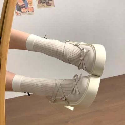Модные женские белые туфли Мэри Джейн на толстом каблуке - Новинка для весны и осени, Деталь с узлом, Слипоны на массивном каблуке, Модная обувь