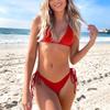 Новый треугольный чашечка на шнуровке без спинки сексуальный бикини раздельный купальник женский комплект с бюстгальтером