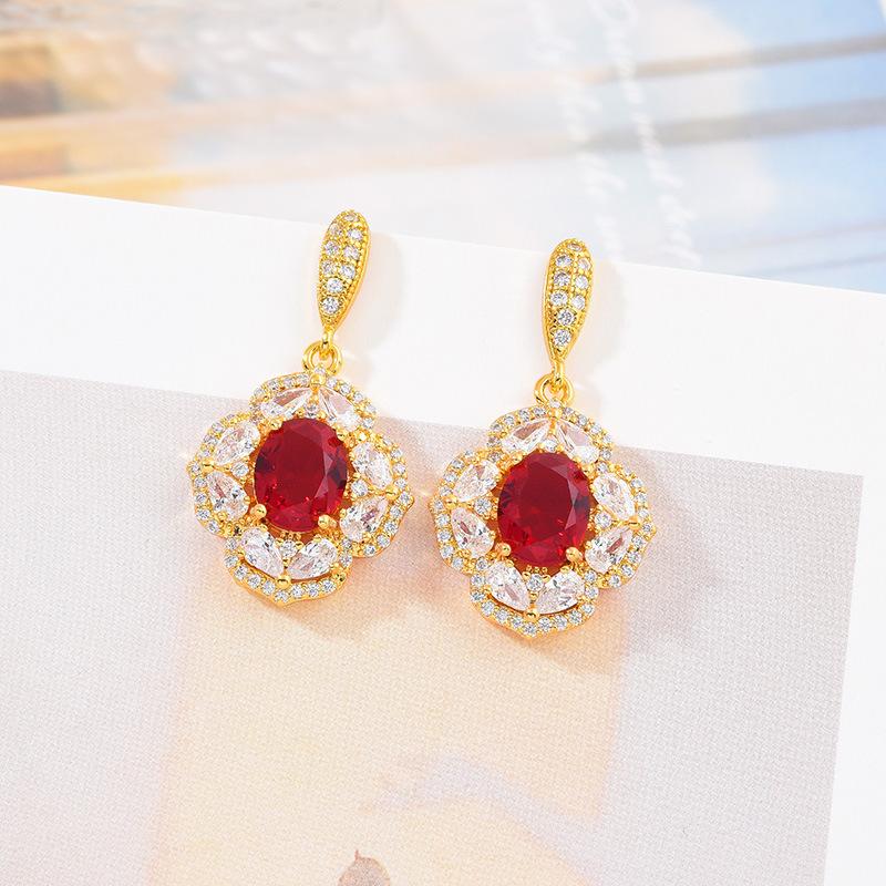 Light Luxury Fashion Temperament Full Diamond Earrings 925 Silver Needle Earrings Inlaid With Zircon Earrings, Multi-Color