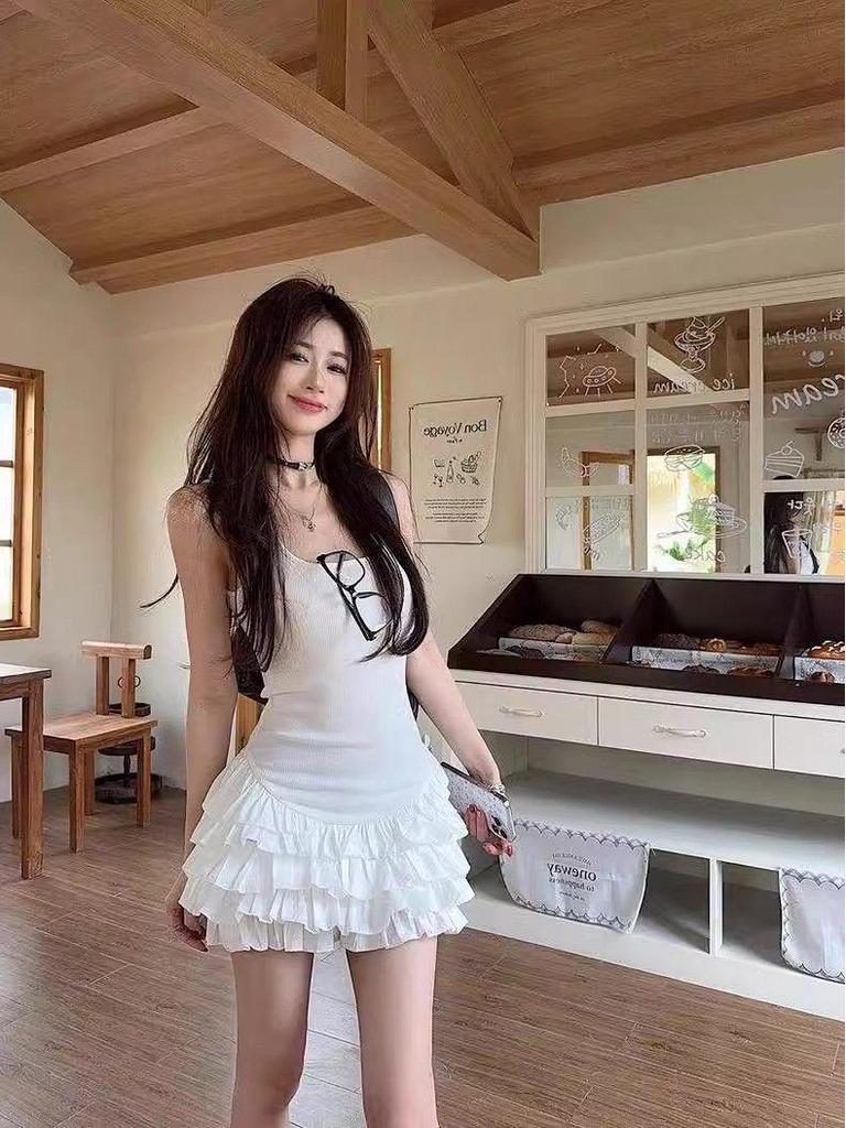 Белое топ-платье-майка Spicy Girl - Женская облегающая вязаная летняя юбка без рукавов
