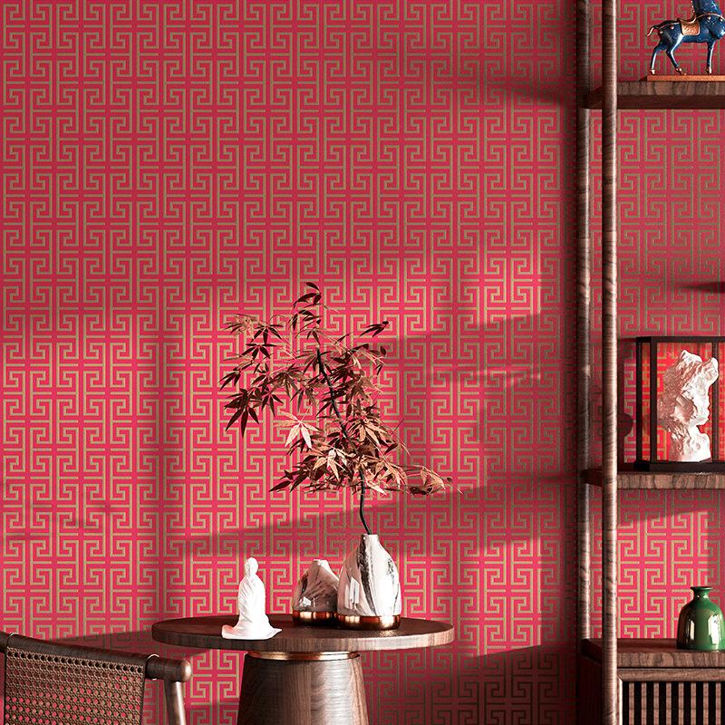 Modern Geometric Lattice Non-woven Fabric Wallpaper Living Room Bedroom Background Chinese Retro Style Classical Zen Wallpaper