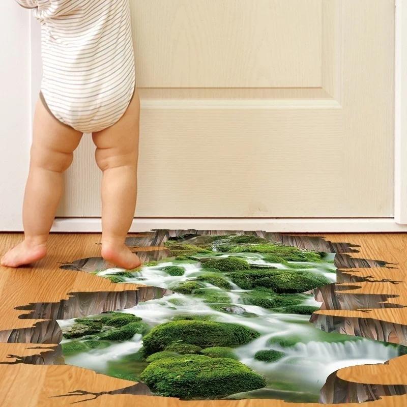 Новая 3D Наклейка Лотос на Пол/Стену Съемные Настенные Декали Виниловое Искусство Декор Гостиной Подходящие Домашние Кухонные Декоративные Наклейки