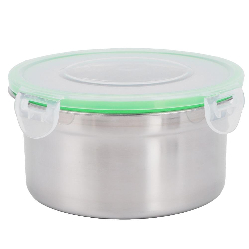 1Set Rustless Steel Food Container Smooth Inner Food Container Storage Box Office Meal Prep