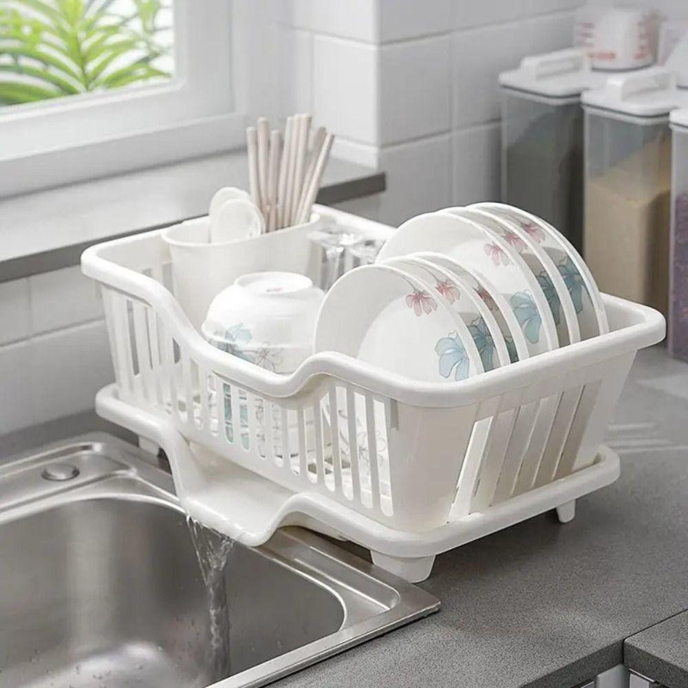 Durable Dish Drying Rack Plastic Storage Basket Storage Rack Utensils Drainer Rack Spoons