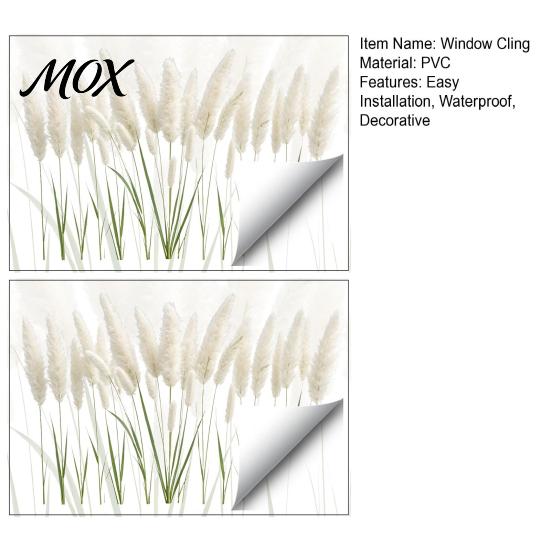 Waterproof Plant Decals Natural Pampas Grass Static Window Cling, White Reed Glass Decal for Simple Pattern Film Living Room Balcony, Removable