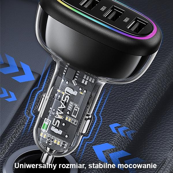 USAMS Car charger 1xUSB-C 3xUSB-A C34 48W3A+C PD Fast Charge black/black CC170CC01 (US-CC170)