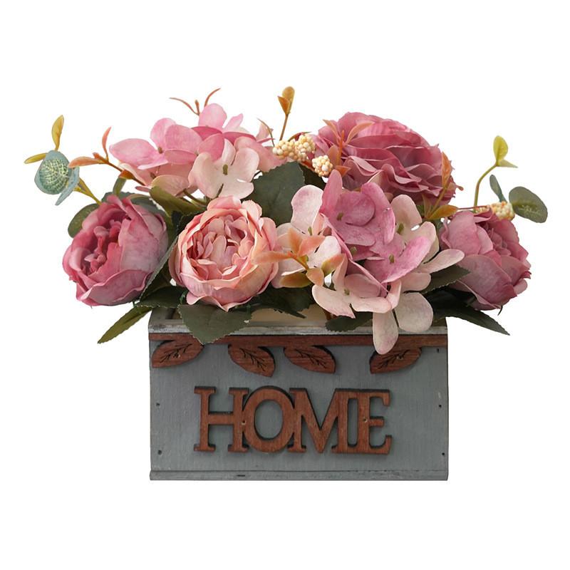 Artificial Peony Flower In Pot With Silk Material For Table Centerpiece And Event Decor